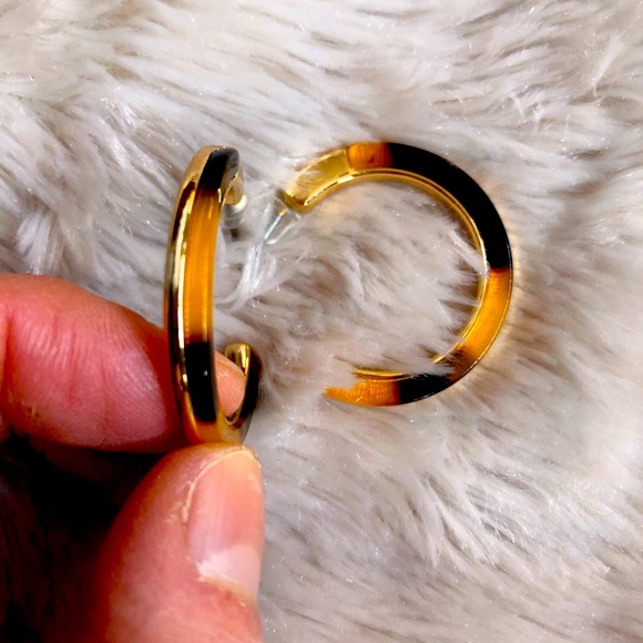 Tortoise shell with gold accent hoop earrings - Picture 1 of 3